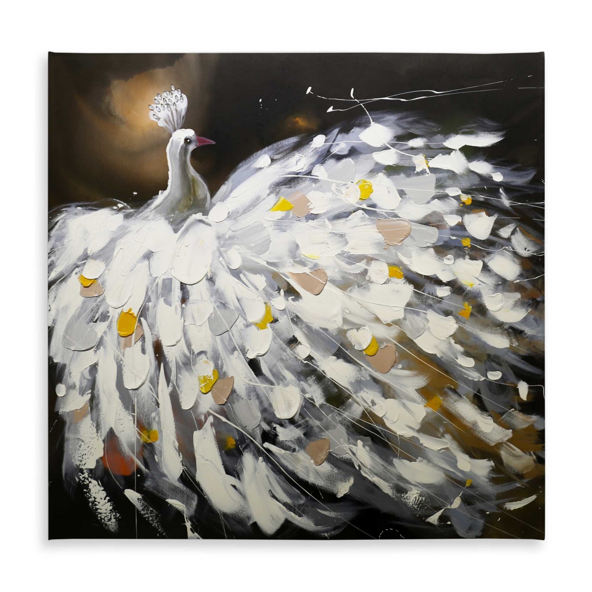 Picture of Begin Home Decor C1TC5858G6UZT4 58 x 58 in. Abstract Peacock Brown Feathers Tablecloth - Indoor & Outdoor