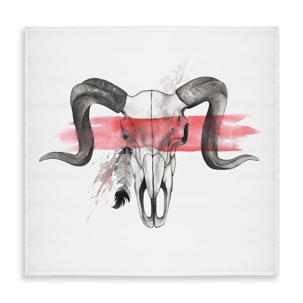 Picture of Begin Home Decor C1TC5858ITOFK0 58 x 58 in. Aries Skull with Feather Tablecloth - Indoor & Outdoor Decor