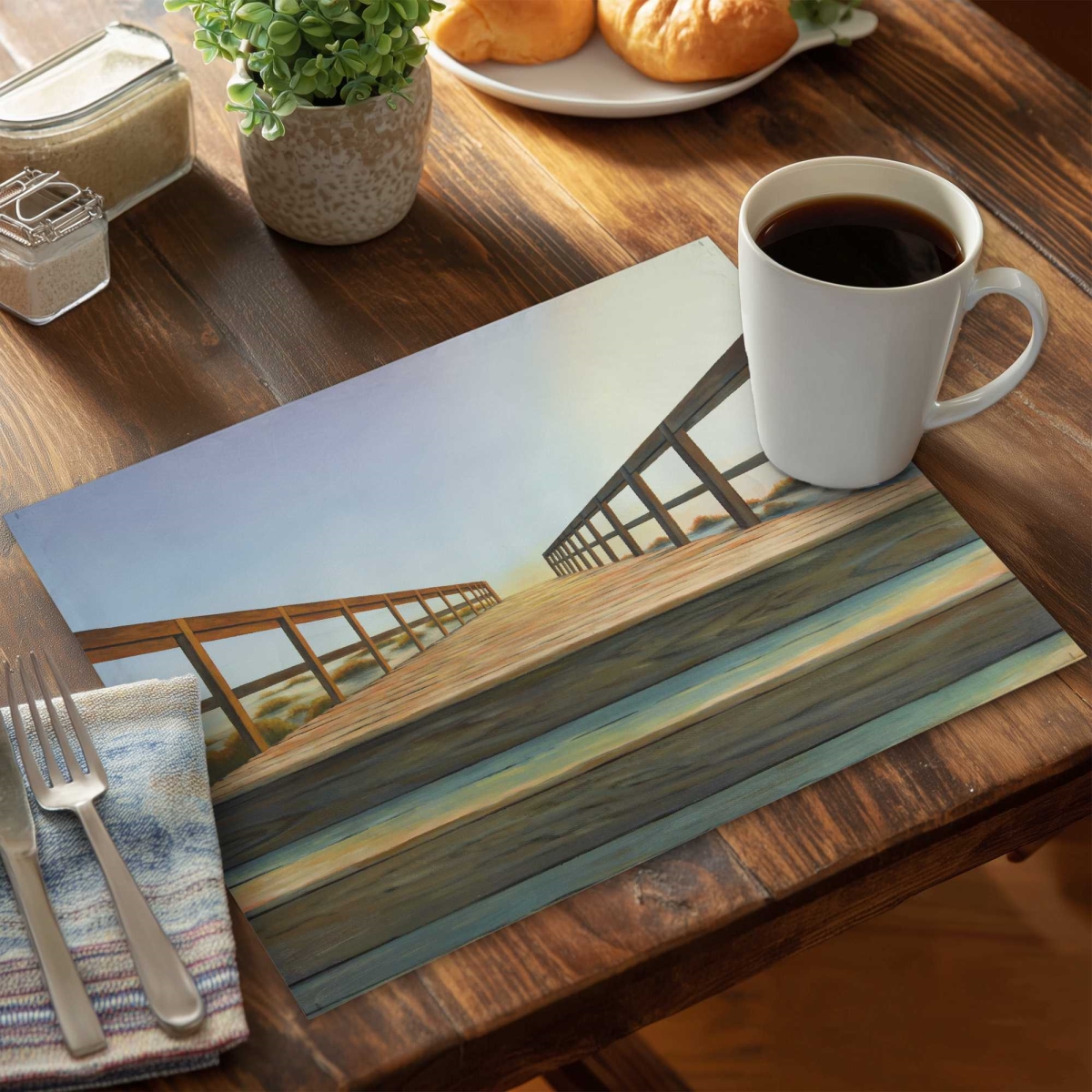 Picture of Begin Home Decor C4PP1418UQ3QQW 14 x 18 in. Footbridge Polyester Placemat - Stylish Home Decor Accent - Set of 4