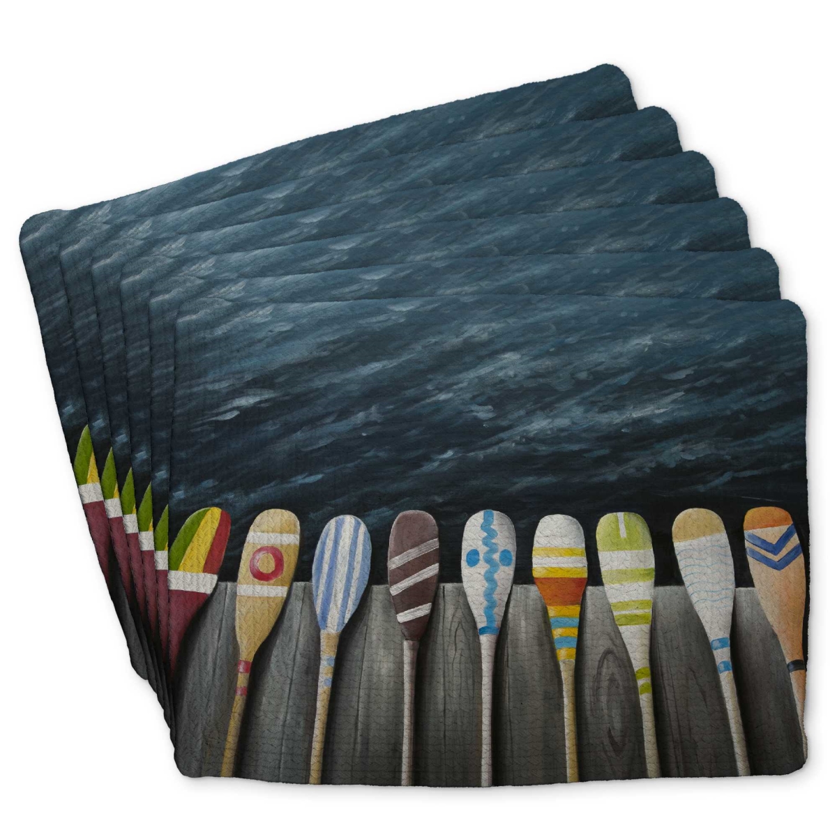Picture of Begin Home Decor C6BP14180CSH1W 14 x 18 in. Colorful Paddles on the Dock - Braided Polyester Placemat - Set of 6