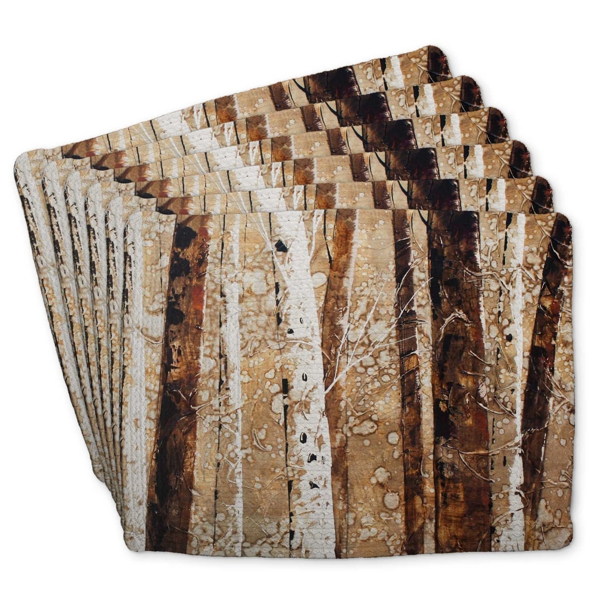 Picture of Begin Home Decor C6BP1418R9GIF4 14 x 18 in. Tree Trunks Braided Polyester Placemat for Home Decor - Set of 6