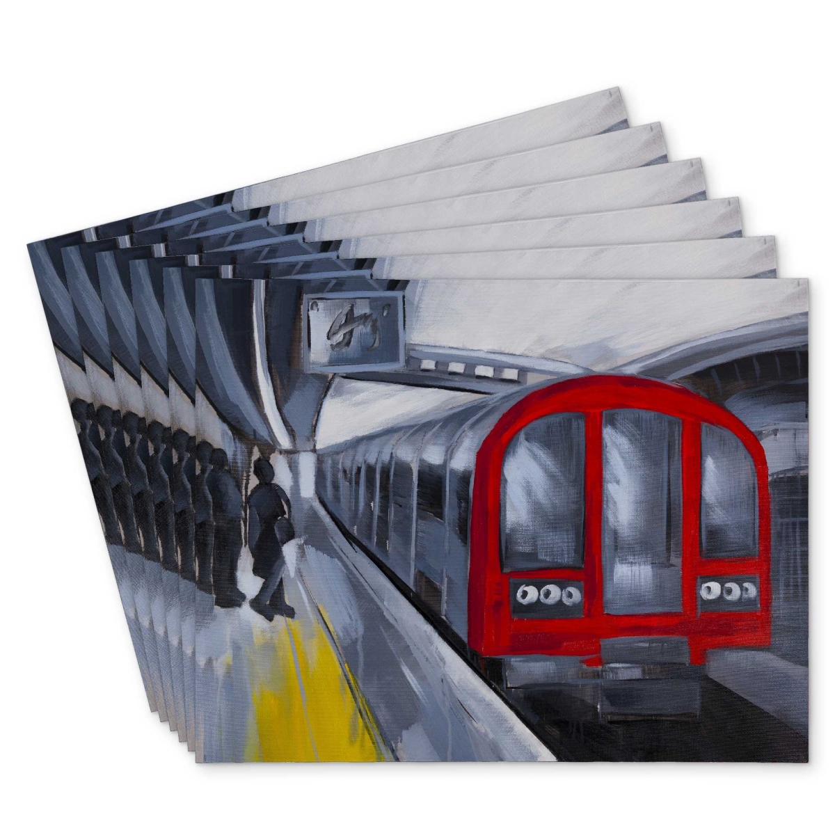 Picture of Begin Home Decor C6PP1418272K83 14 x 18 in. People Waiting Metro Polyester Placemat - Home Decor Accent - Set of 6