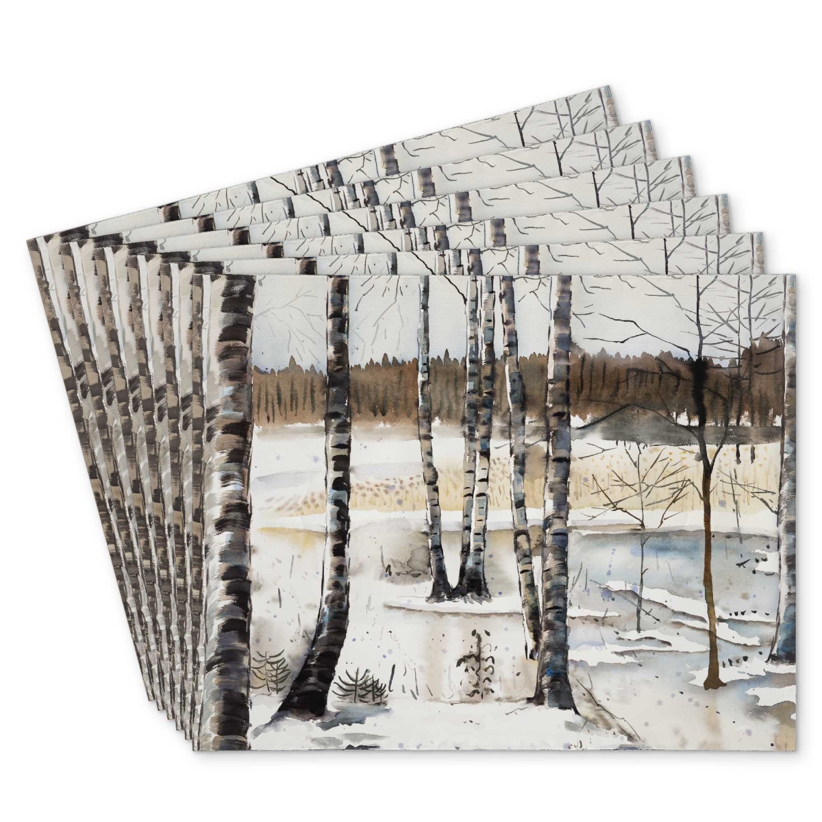 Picture of Begin Home Decor C6PP141827QJ17 14 x 18 in. Winter Swamp Polyester Placemat - Stylish Decor Accessory - Set of 6