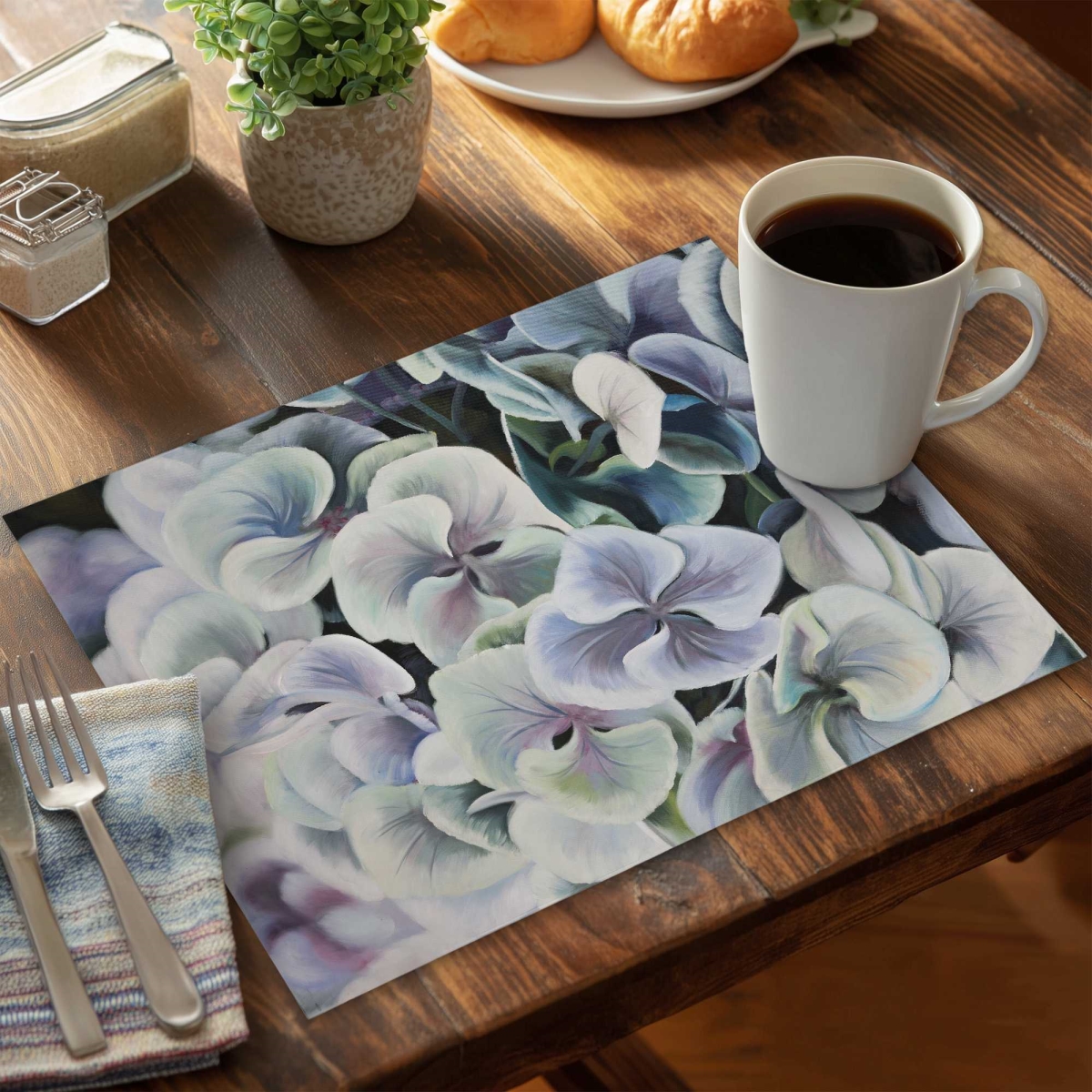 Picture of Begin Home Decor C6PP141855N643 14 x 18 in. Colorful Hydrangea Flowers Polyester Placemat - Home Decor - Set of 6