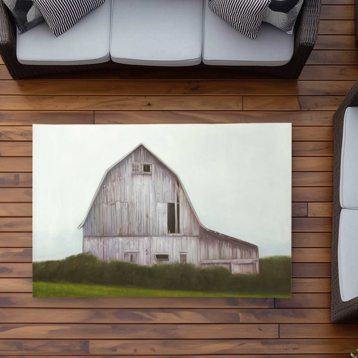 C1ROAR357HXP0W 3 x 5 ft. Rustic Barn Beige Rustic Outdoor Rectangle Area Rug for Home Decor