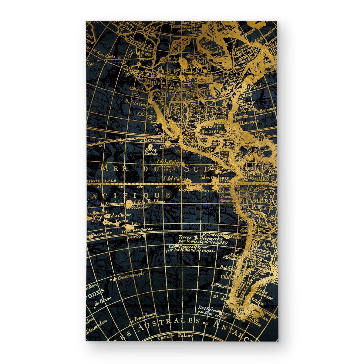 C1ROAR35L8UJM5 3 x 5 ft. Blue & Marine World Map Globe Rectangle Area Rug - Living Room Decor
