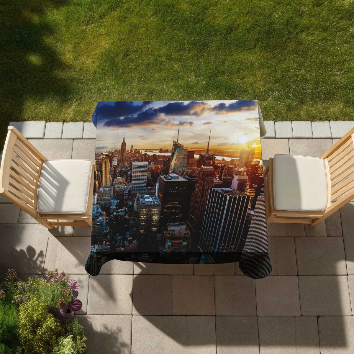 Picture of Begin Home Decor C1TC58587QSNI6 58 x 58 in. City of York by Dawn Tablecloth - Indoor & Outdoor Decor