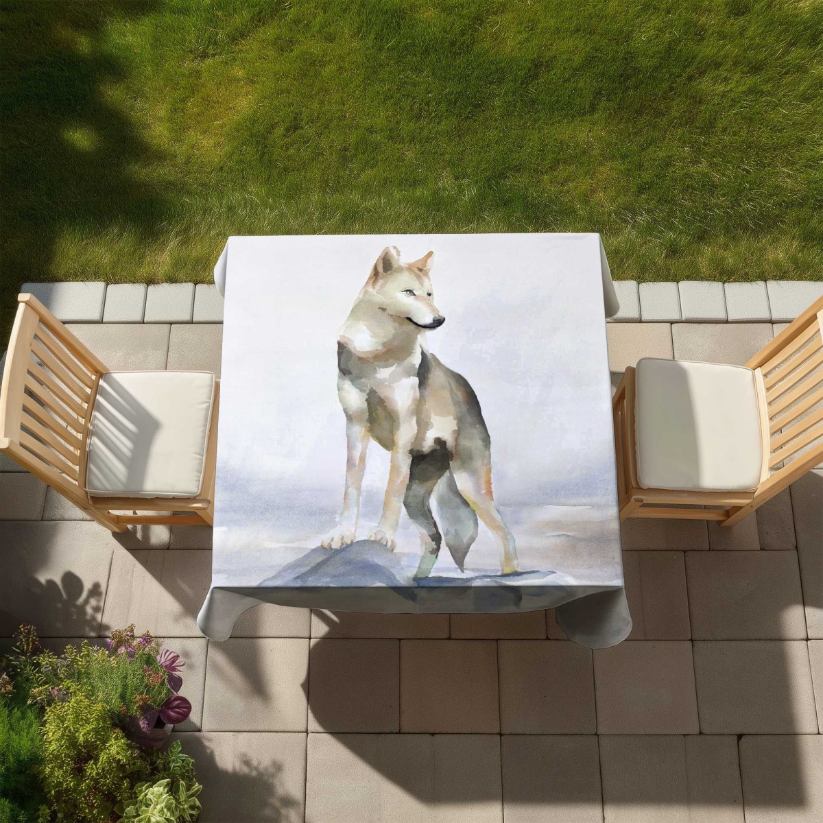 Picture of Begin Home Decor C1TC585880ATXL 58 x 58 in. Wolf Beige Livingroom Tablecloth - Indoor & Outdoor Home Decor