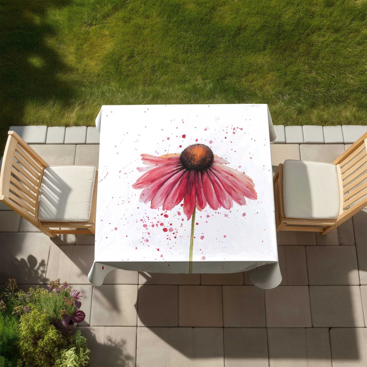 Picture of Begin Home Decor C1TC585880NNMU 58 x 58 in. Pink Daisy Tablecloth - Floral Indoor & Outdoor Home Decor
