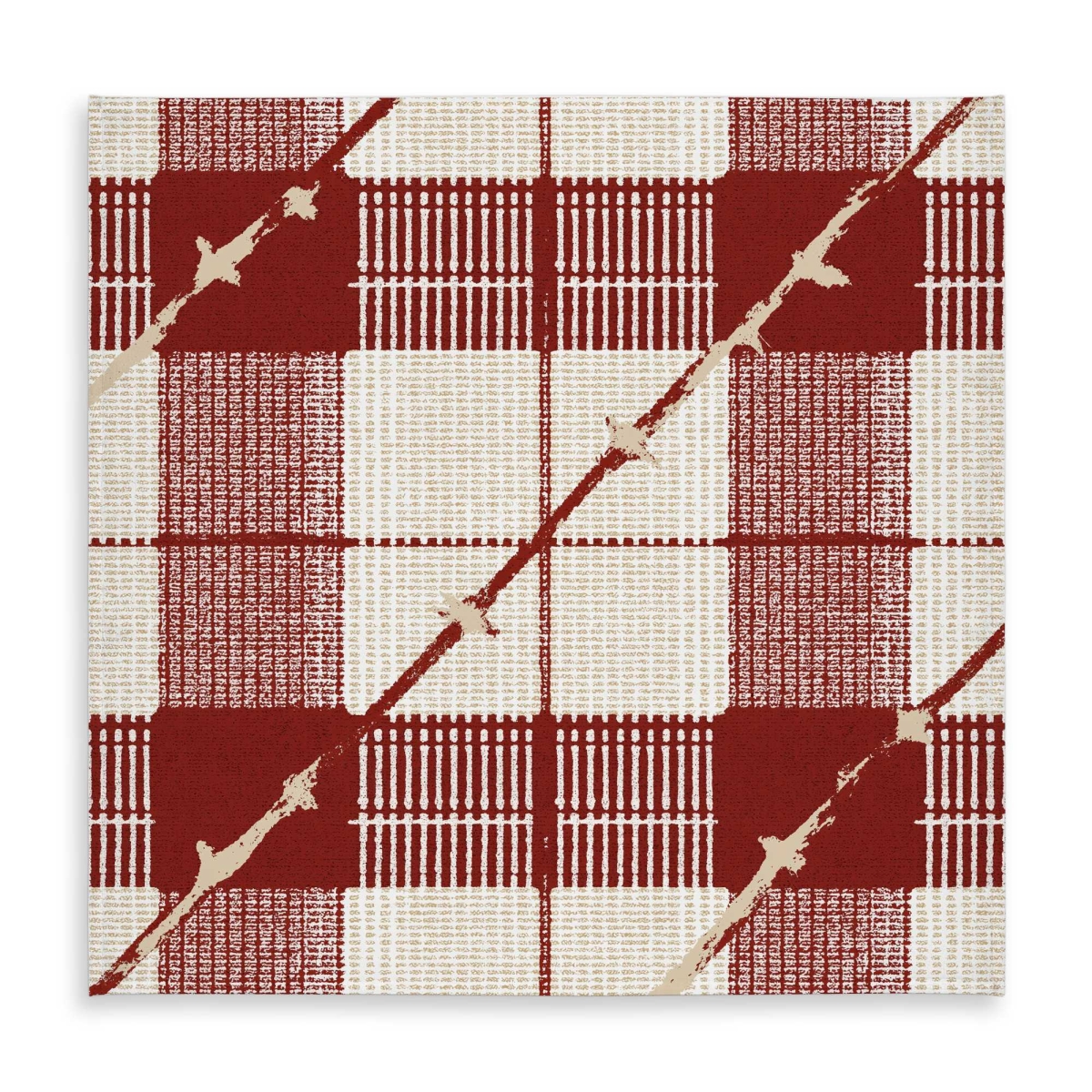 Picture of Begin Home Decor C1TC5858C4GMG7 58 x 58 in. Red Square Pattern Beige Tablecloth for Indoor & Outdoor Use