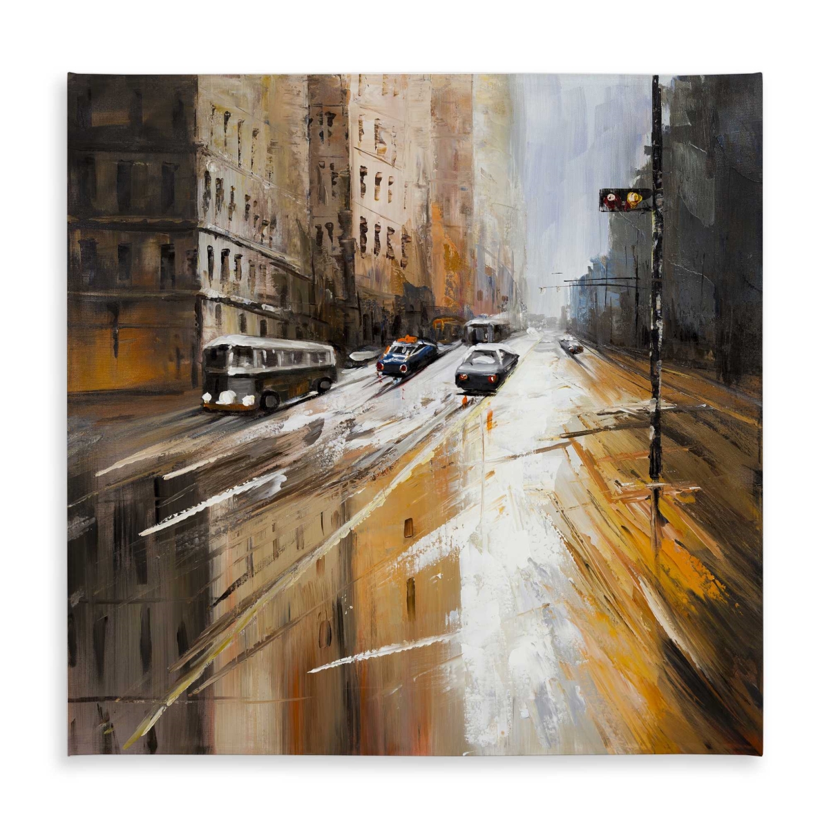 Picture of Begin Home Decor C1TC5858LFY91X 58 x 58 in. Abstract City Street Tablecloth - Beige Indoor & Outdoor Decor