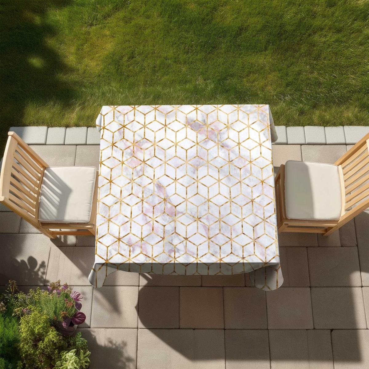 Picture of Begin Home Decor C1TC5858RE29WX 58 x 58 in. Symmetry Retro Abstract Tablecloth - Indoor & Outdoor Decor