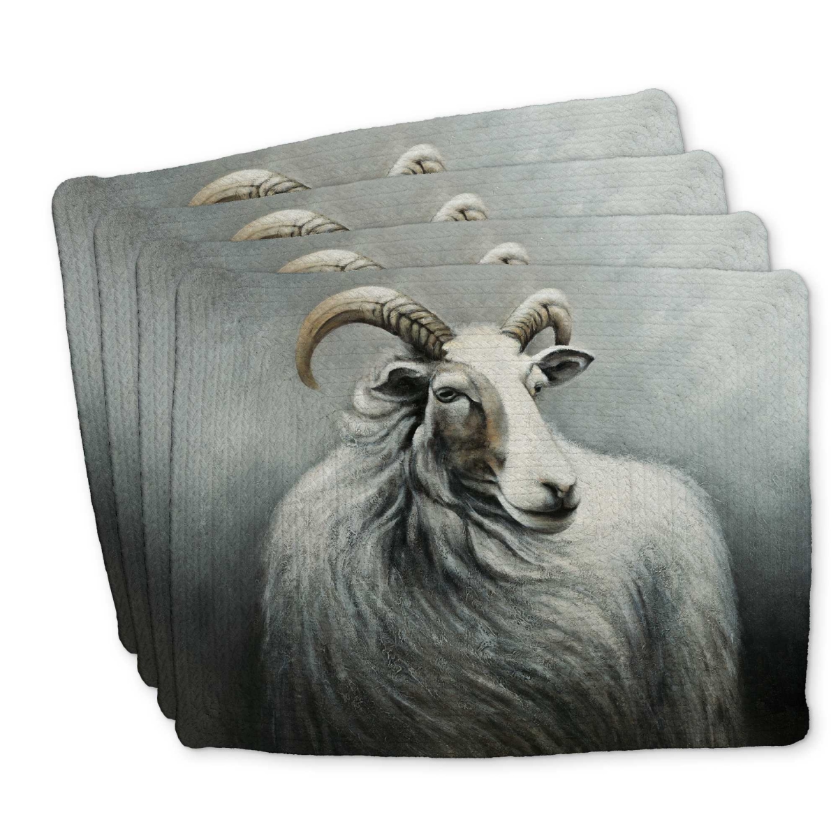 Picture of Begin Home Decor C4BP14181V31G3 14 x 18 in. Cashmere Goat - Braided Polyester Placemat for Home Decor - Set of 4