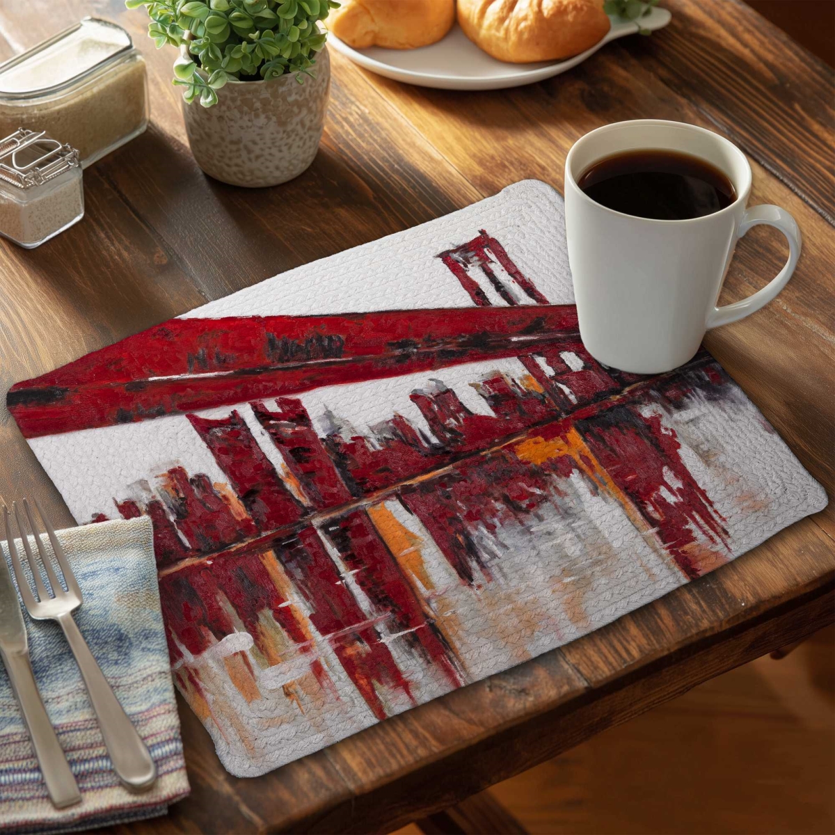 Picture of Begin Home Decor C4BP14182K36IG 14 x 18 in. Red Bridge Braided Polyester Placemat for Home Decor - Set of 4
