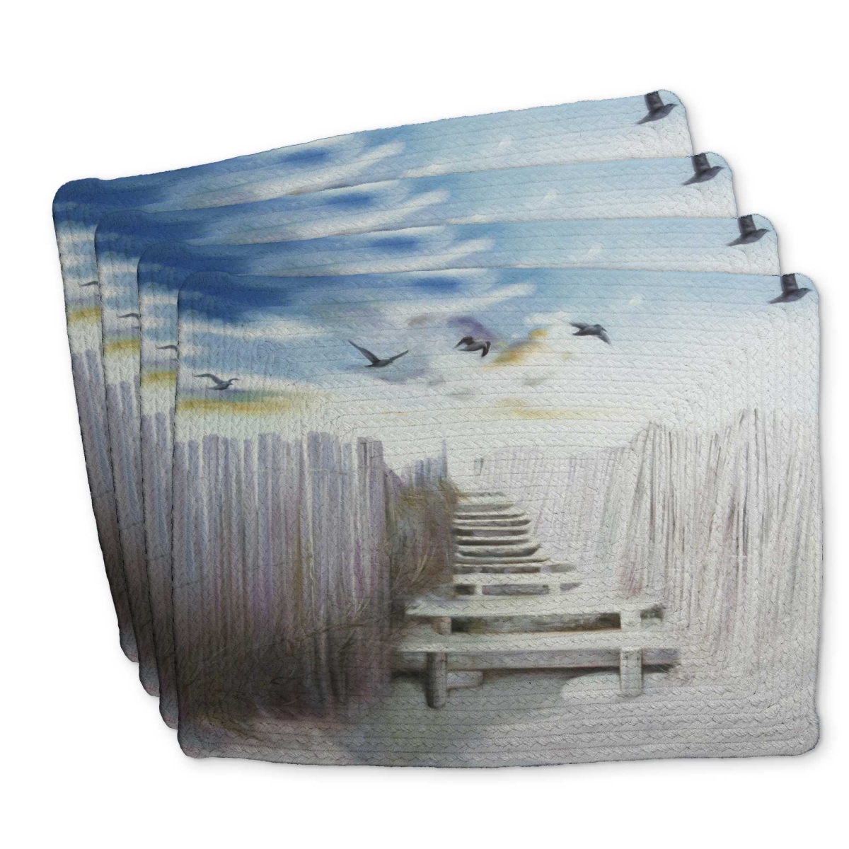 Picture of Begin Home Decor C4BP14183A57J0 14 x 18 in. Break at the Beach - Braided Polyester Placemat - Set of 4