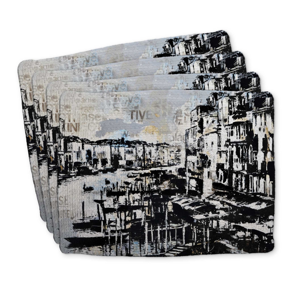 Picture of Begin Home Decor C4BP14187L7ABG 14 x 18 in. Abstract Venise Port - Braided Polyester Placemat - Set of 4