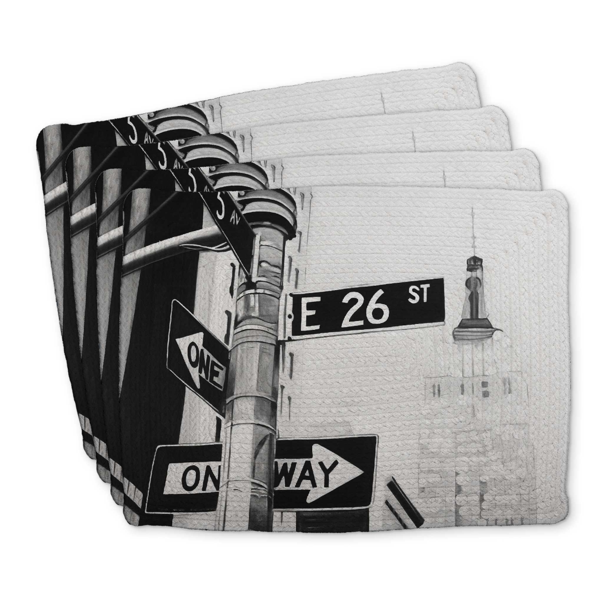 Picture of Begin Home Decor C4BP14188HRXC8 14 x 18 in. York City Street Signs Braided Polyester Placemat - Set of 4