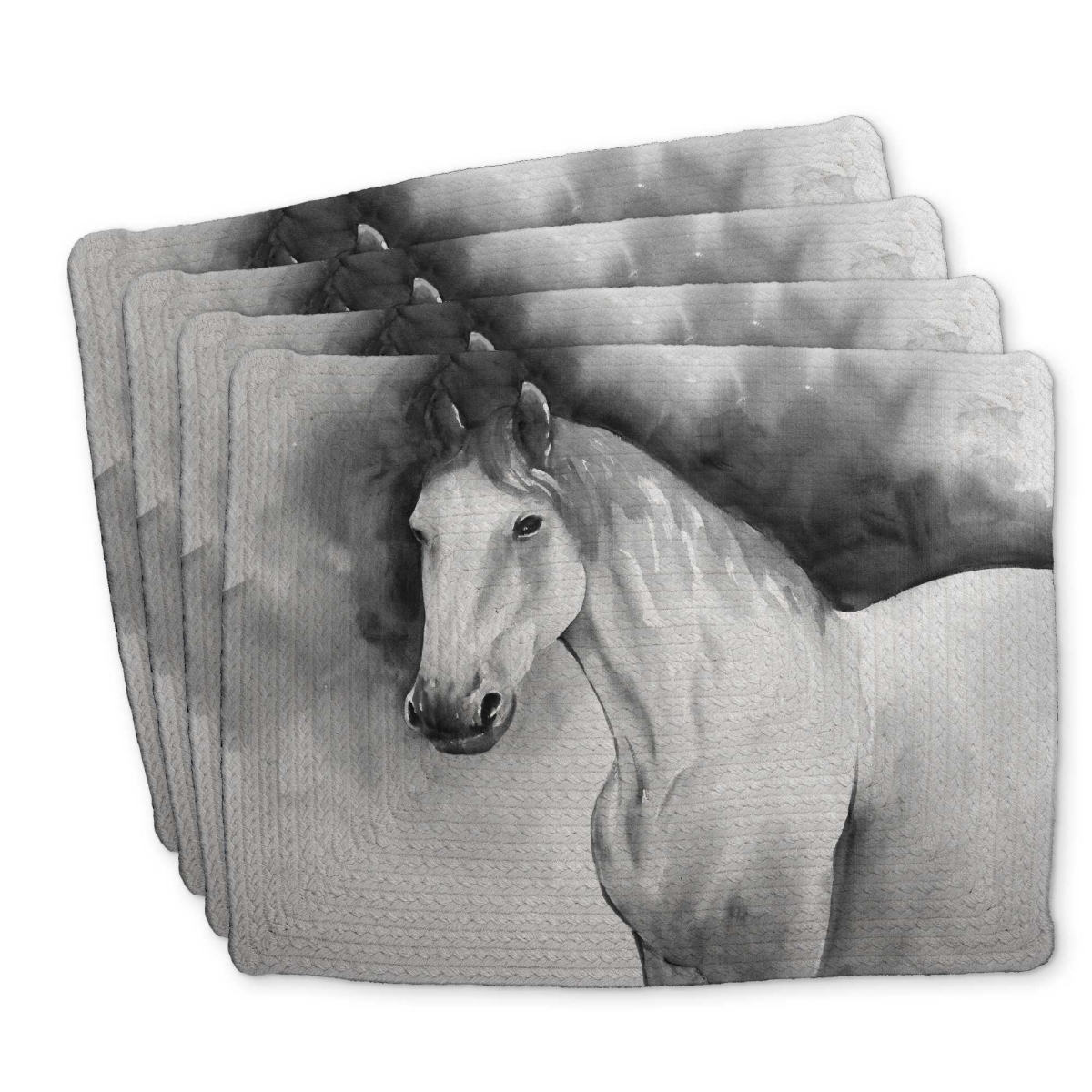 Picture of Begin Home Decor C4BP14189JWCA8 14 x 18 in. Domino Horse - Braided Polyester Placemat for Home Decor - Set of 4