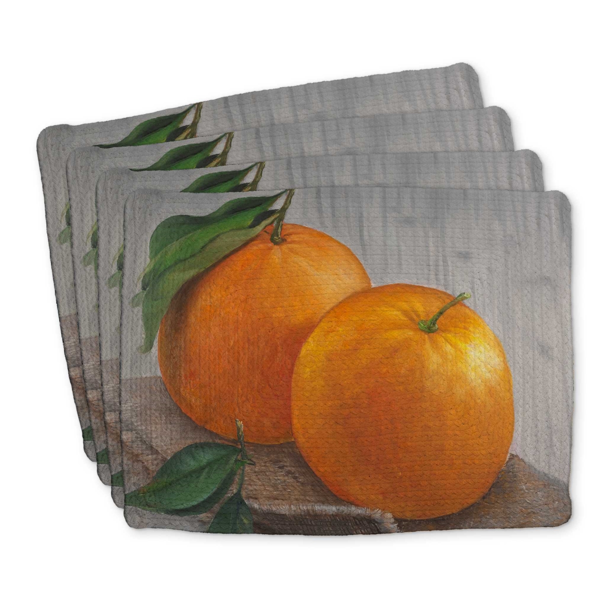 Picture of Begin Home Decor C4BP1418CCW4CX 14 x 18 in. Two Oranges Braided Polyester Placemat for Home Decor - Set of 4