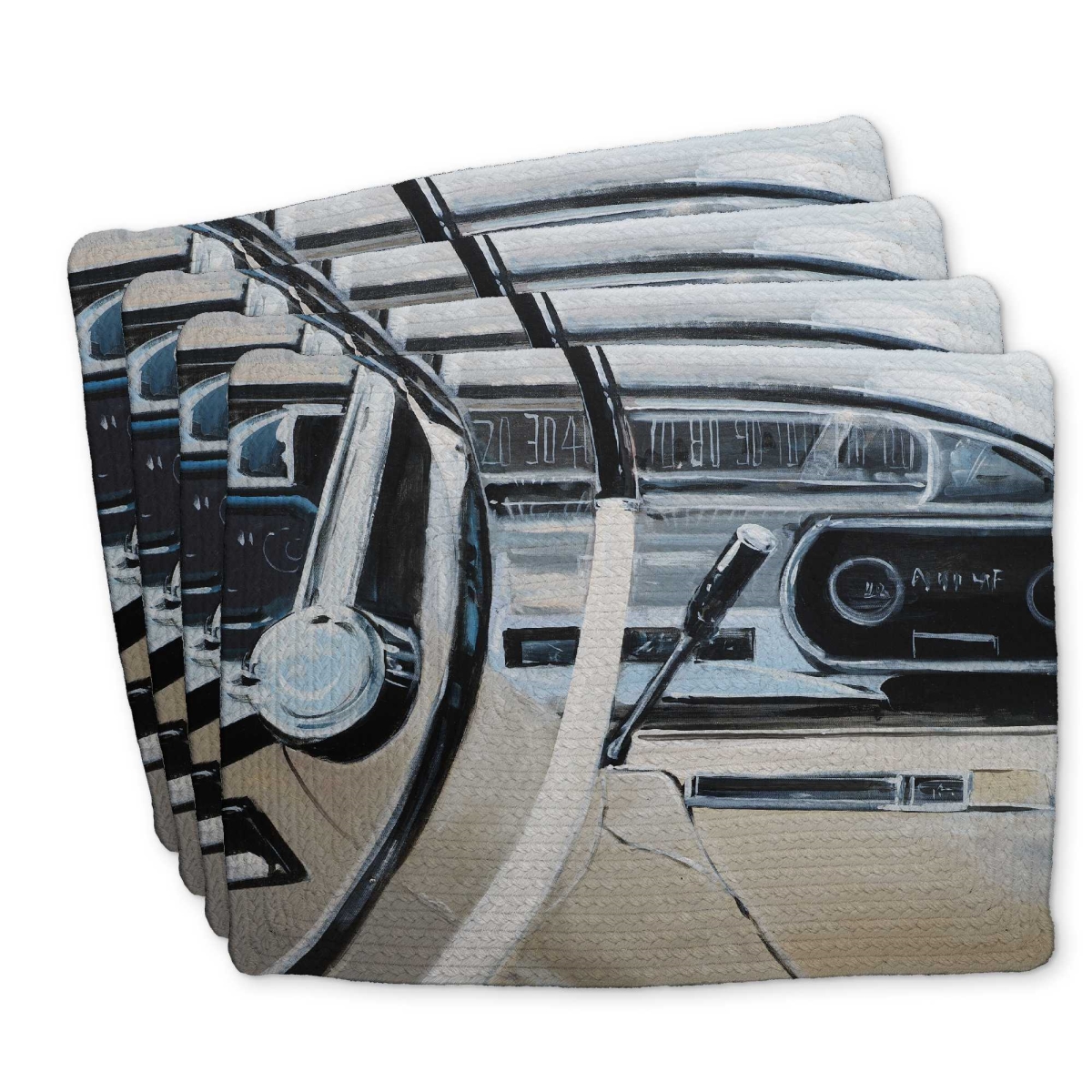Picture of Begin Home Decor C4BP1418DGLKBO 14 x 18 in. 1950s Car Dashboard Braided Polyester Placemat - Home Decor - Set of 4