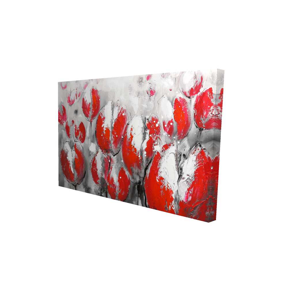 2080-2436-FL63 24 x 36 in. Abstract Red Tulips - Botanical Canvas for Home Decor