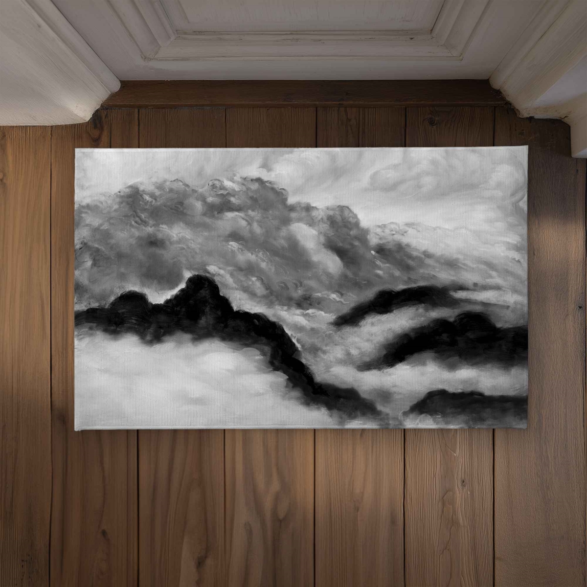 CODM2134RZMD0W 21 x 34 in. Grey Clouds Black & White Landscape Door Mat - Home Decor