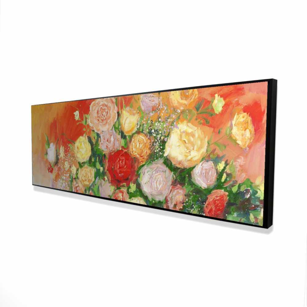 2081-2060-FL155 20 x 60 in. Bouquet of Multicolor Abstract Flowers - Red Canvas Art
