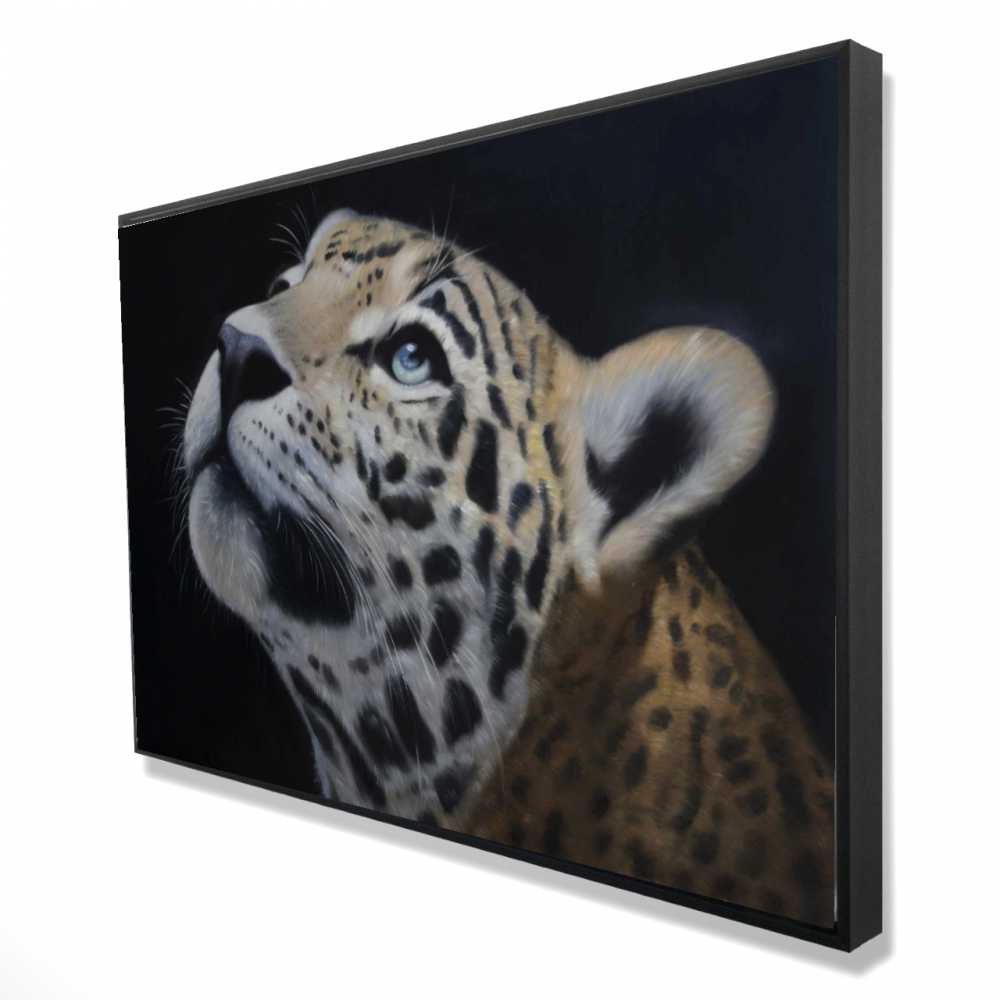 2081-2436-AN417 24 x 36 in. Realistic Leopard Face - Hyperrealist Framed Canvas Decor
