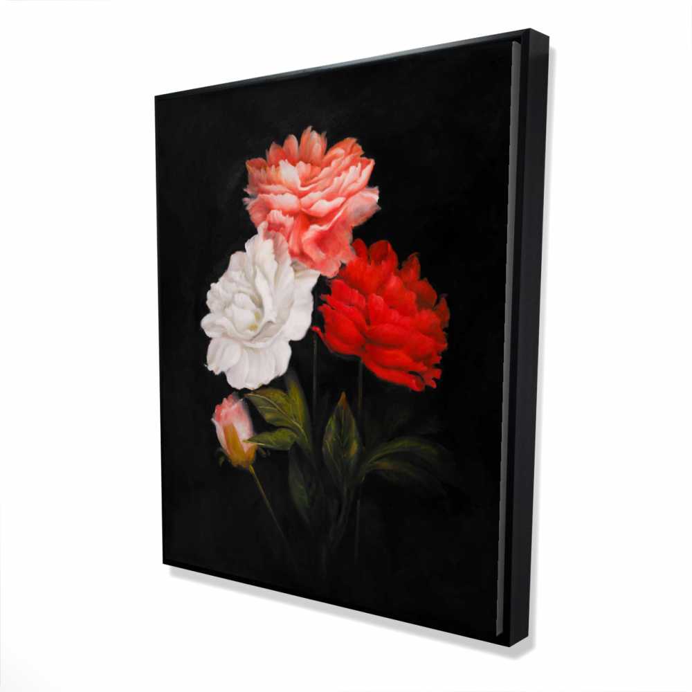 2081-6048-FL134 48 x 60 in. Small Bundle of Roses - Framed Canvas Bedroom Decor