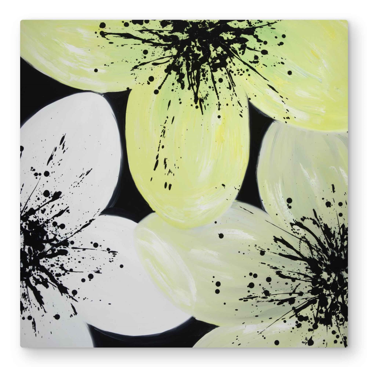 C1MP3232OPY5AS 32 x 32 in. White & Yellow Petals - Romantic Black Metal Print Wall Art - Decor