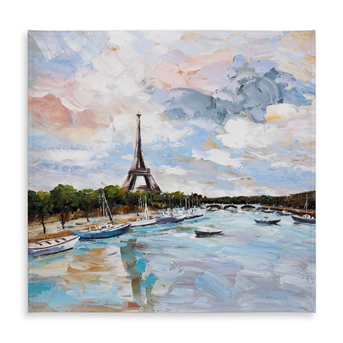 Picture of Begin Home Decor C1TC5858AFDSTK 58 x 58 in. Boats on the Seine Tablecloth - Indoor & Outdoor Home Decor