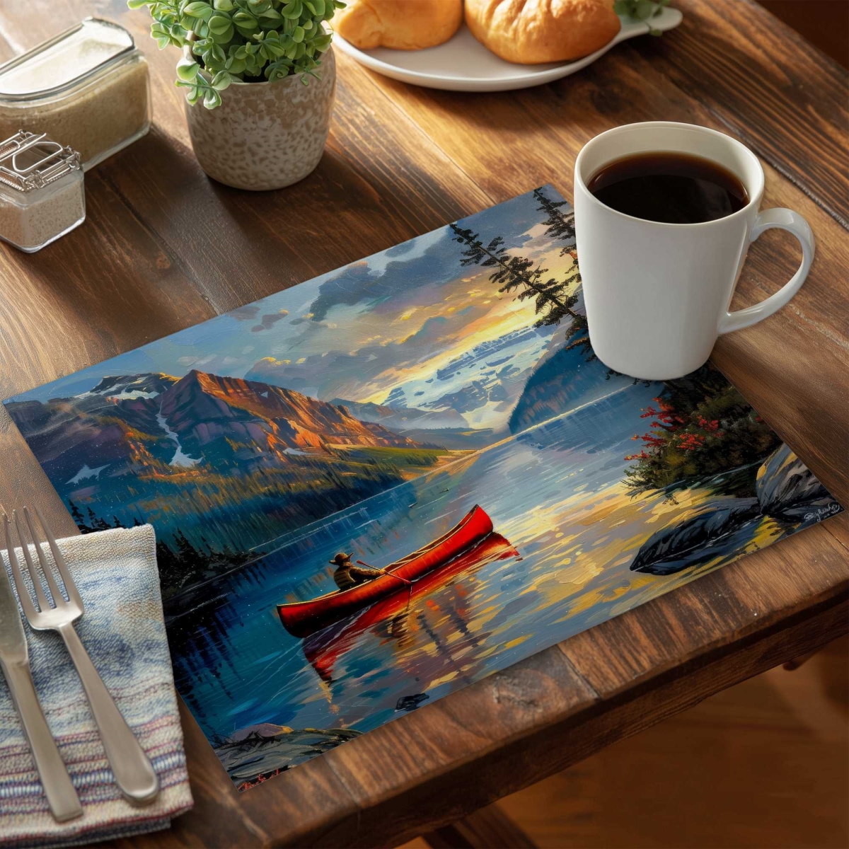 Picture of Begin Home Decor C4PP1418ESQCYJ 14 x 18 in. Peace of Mind Polyester Placemat - Stylish Tableware - Set of 4