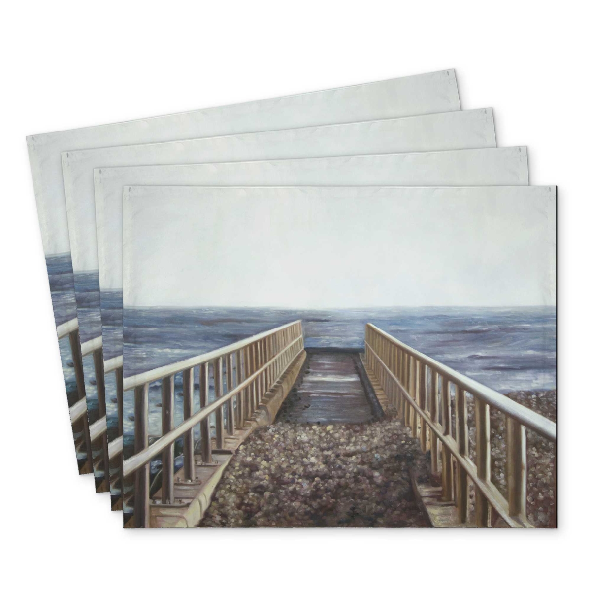 Picture of Begin Home Decor C4PP1418JX9RAI 14 x 18 in. Relaxing Beach Polyester Placemat - Stylish Accent - Set of 4