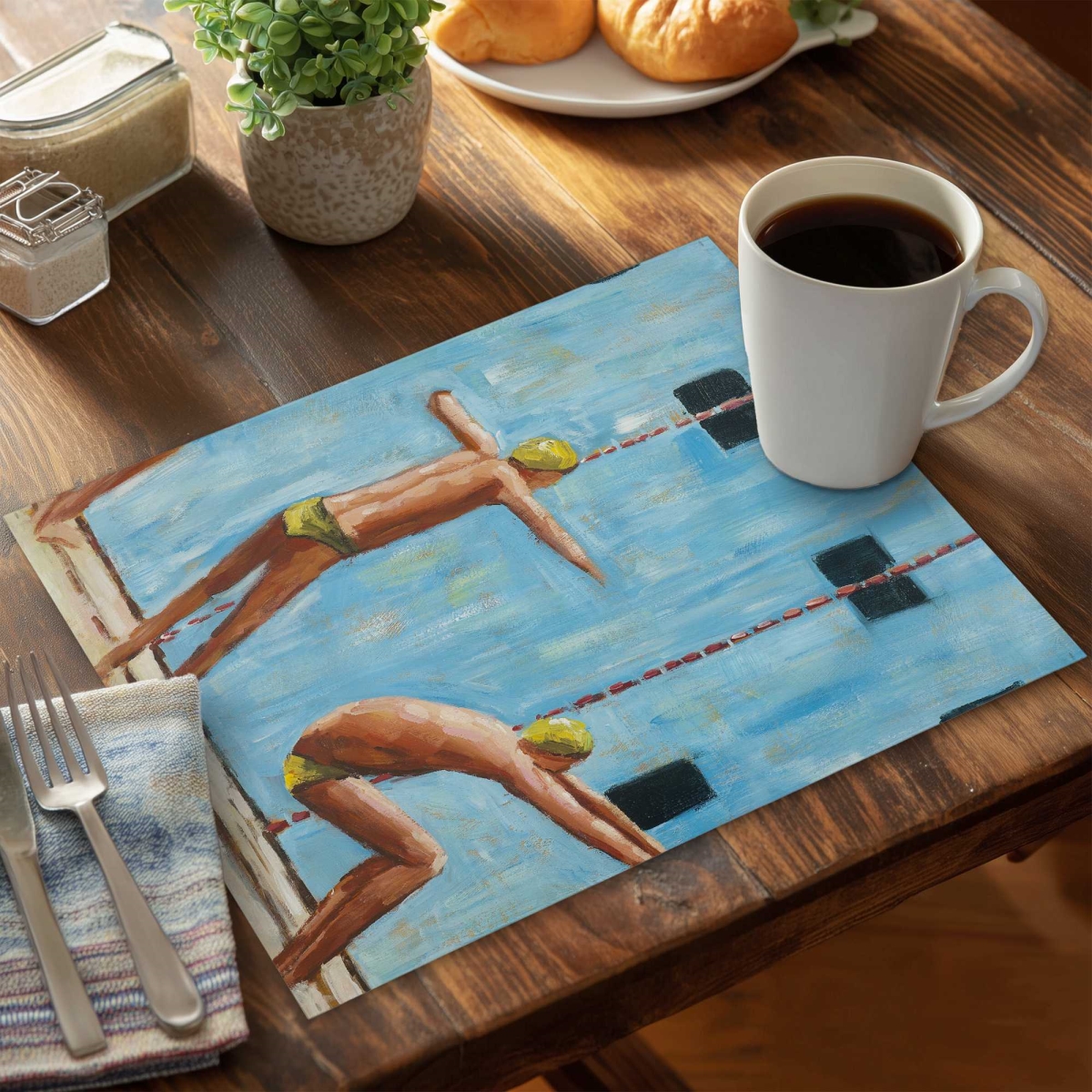 Picture of Begin Home Decor C4PP1418K1SKMP 14 x 18 in. Swimmers Polyester Placemat - Stylish Home Decor Accent - Set of 4