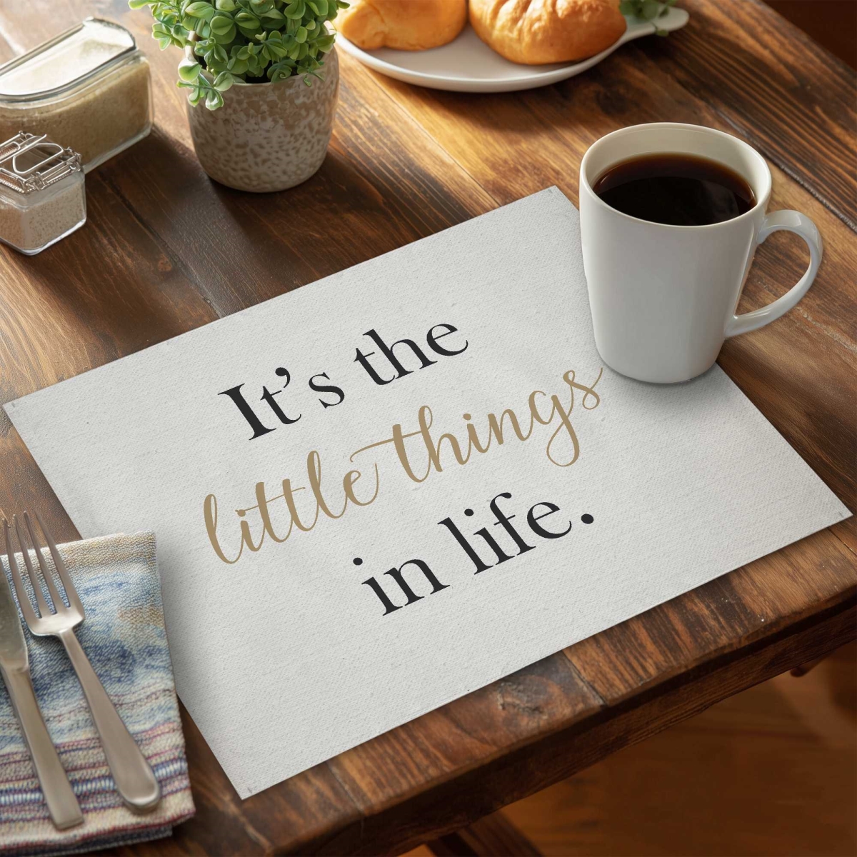 Picture of Begin Home Decor C4PP1418QP2YZD 14 x 18 in. Its The Little Things in Life Polyester Placemat - Decor - Set of 4