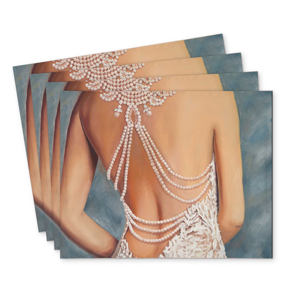 Picture of Begin Home Decor C4PP1418RK51B3 14 x 18 in. Wedding Dress Polyester Placemat - Elegant Home Decor - Set of 4