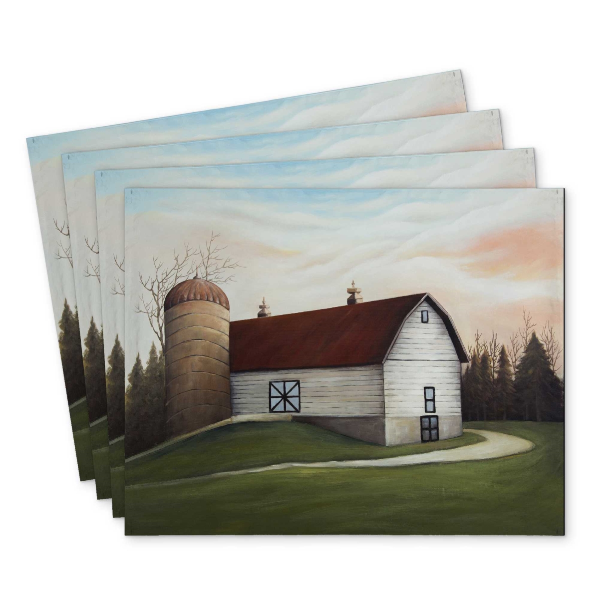 Picture of Begin Home Decor C4PP1418HST5TF 14 x 18 in. White Barn Polyester Placemat - Stylish Home Decor Accessory - Set of 4