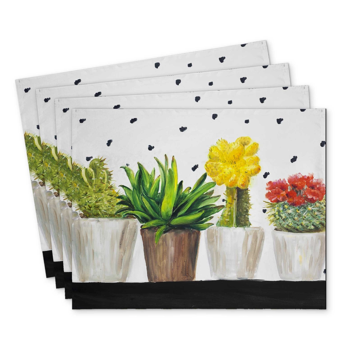 Picture of Begin Home Decor C4PP1418QM7LLA 14 x 18 in. Small Cactus & Succulents Polyester Placemat - Home Decor - Set of 4