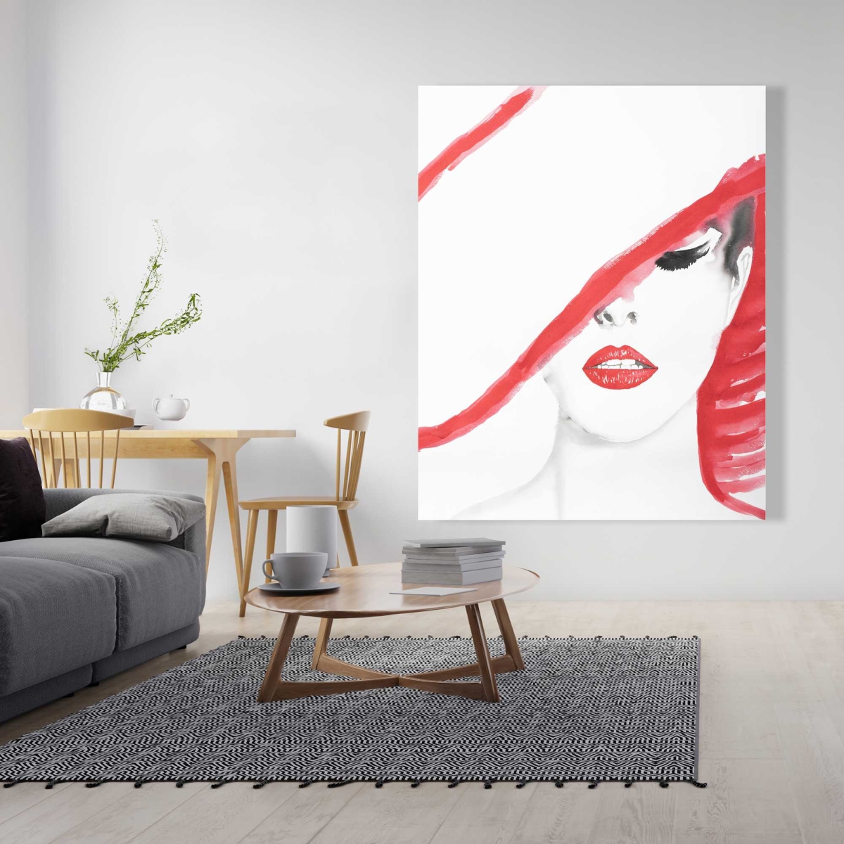 C1RC4860K74AUL 48 x 60 in. Woman with A Summer Hat - Red Illustrative Canvas Art