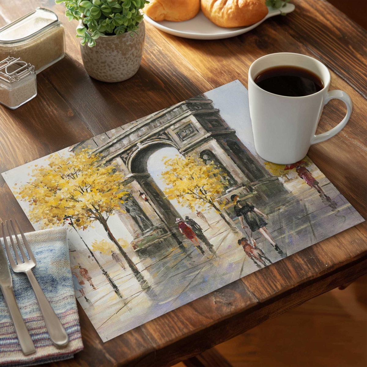 Picture of Begin Home Decor C4PP1418SASQ8R 14 x 18 in. Arc De Triomphe to Paris Polyester Placemat - Home Decor - Set of 4
