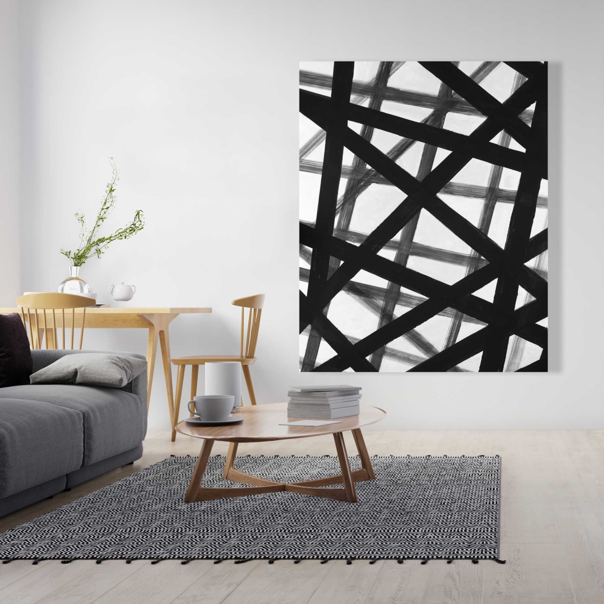 C1RC4860S6ECN1 48 x 60 in. Abstract Bold Lines - Canvas Art - Modern Design