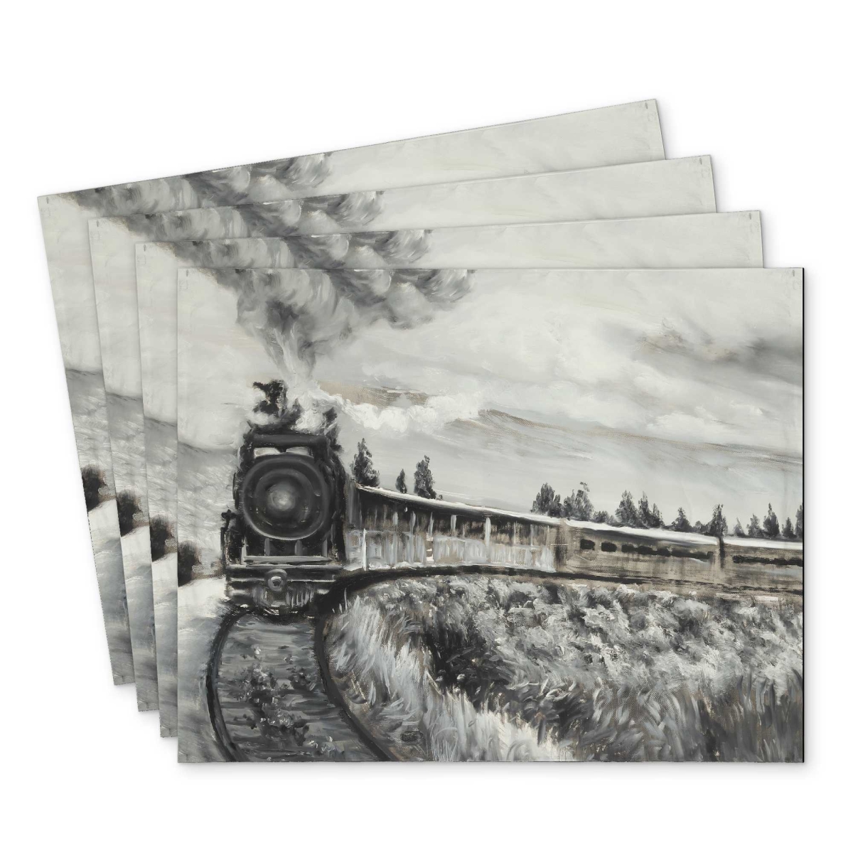 Picture of Begin Home Decor C4PP1418ZN5479 14 x 18 in. Steam Engine Train Polyester Placemat - Home Decor Accent - Set of 4