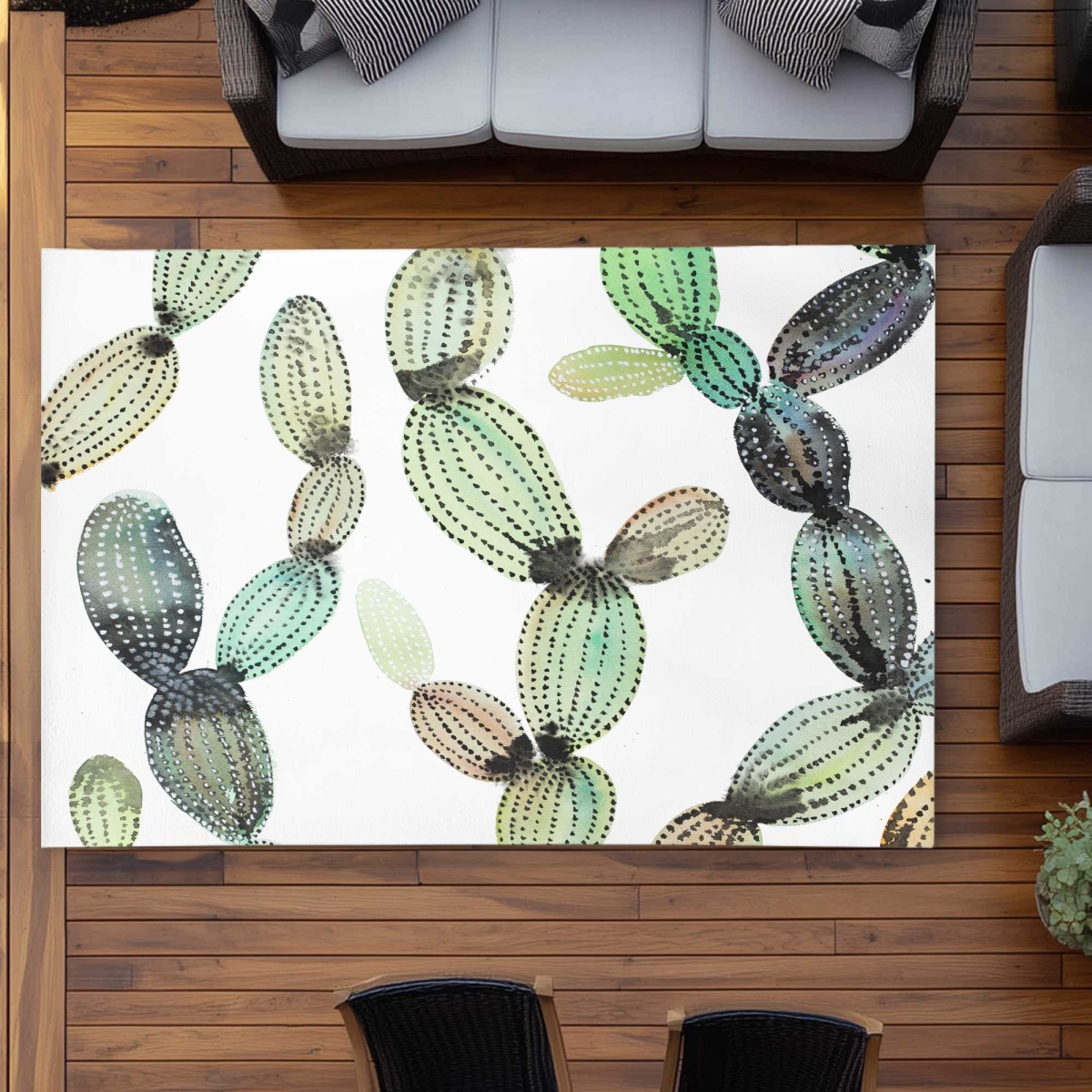 C1ROAR57JGPG8E 5 x 7 ft. Cactus Pattern Rectangle Area Rug - Floral Botanical Bedroom Decor