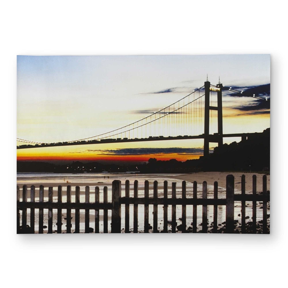 C1ROAR57LFS4LP 5 x 7 ft. Bridge by Sunset - Hyperrealist Black Outdoor Rectangle Area Rug