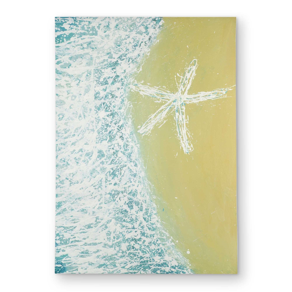 C1ROAR57ZS9CYZ 5 x 7 ft. Right Side Seastar & Wave Outdoor Rectangle Area Rug - Contemporary Sea