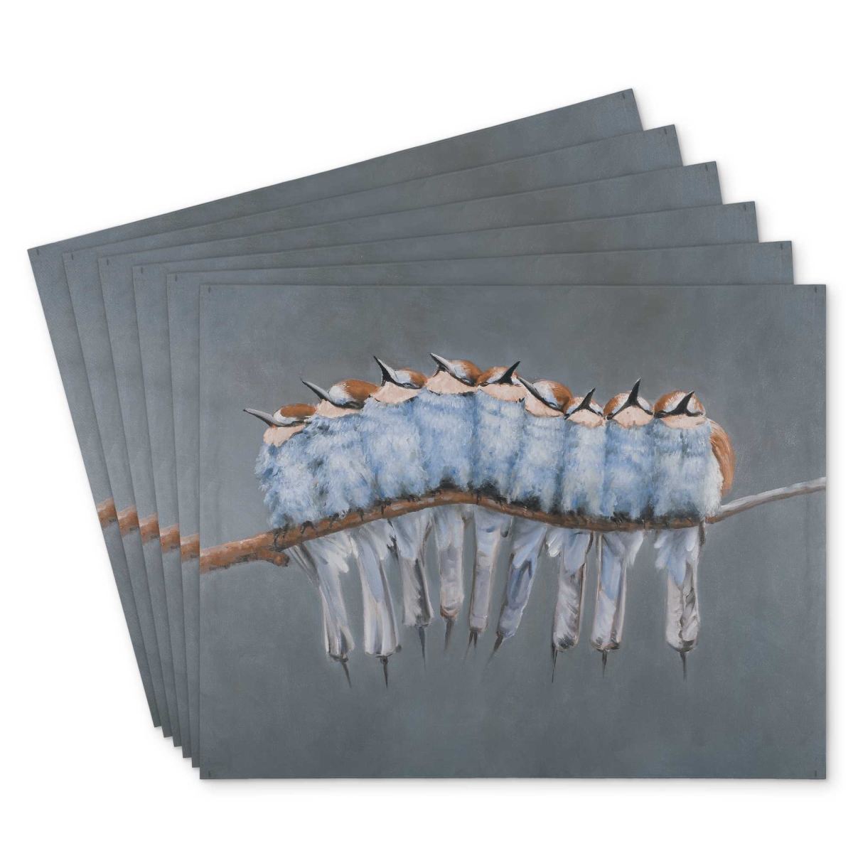 Picture of Begin Home Decor C6PP1418Z167OM 14 x 18 in. Bunch of Small Birds on a Branch Polyester Placemat - Decor - Set of 6