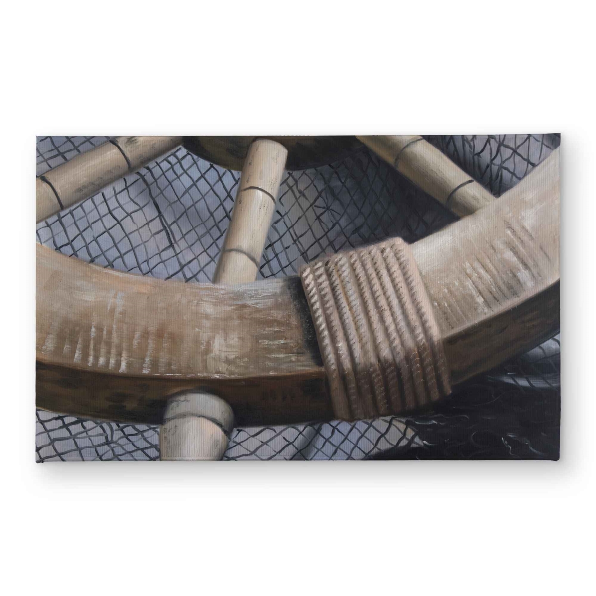 CODM2134JZACP9 21 x 34 in. Helm on Fishing Net Closeup - Gray Still Life Door Mat Decor