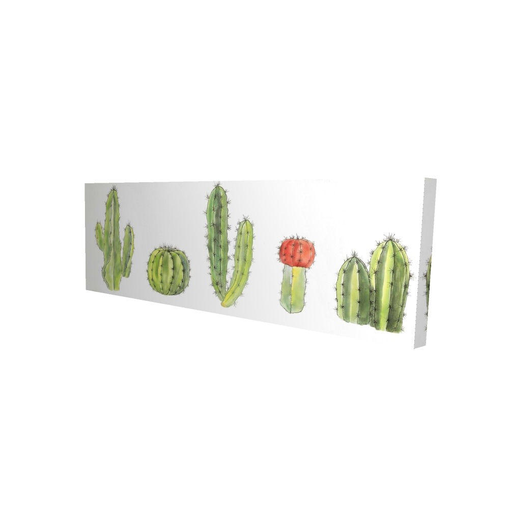2080-2060-FL219 20 x 60 in. Watercolor Small Cactus Set - Botanical Canvas