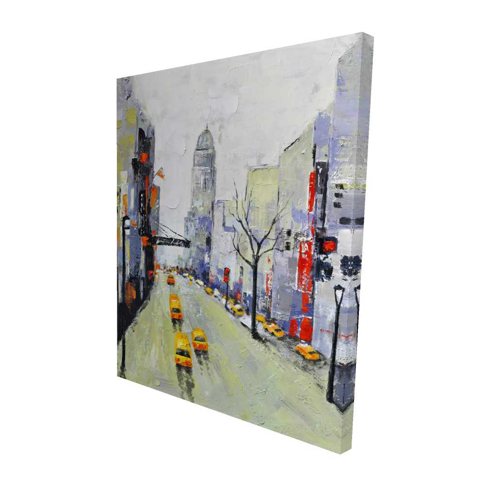 2080-6048-CI33 48 x 60 in. Gray Street with Yellow & Red Accents - Contemporary Canvas