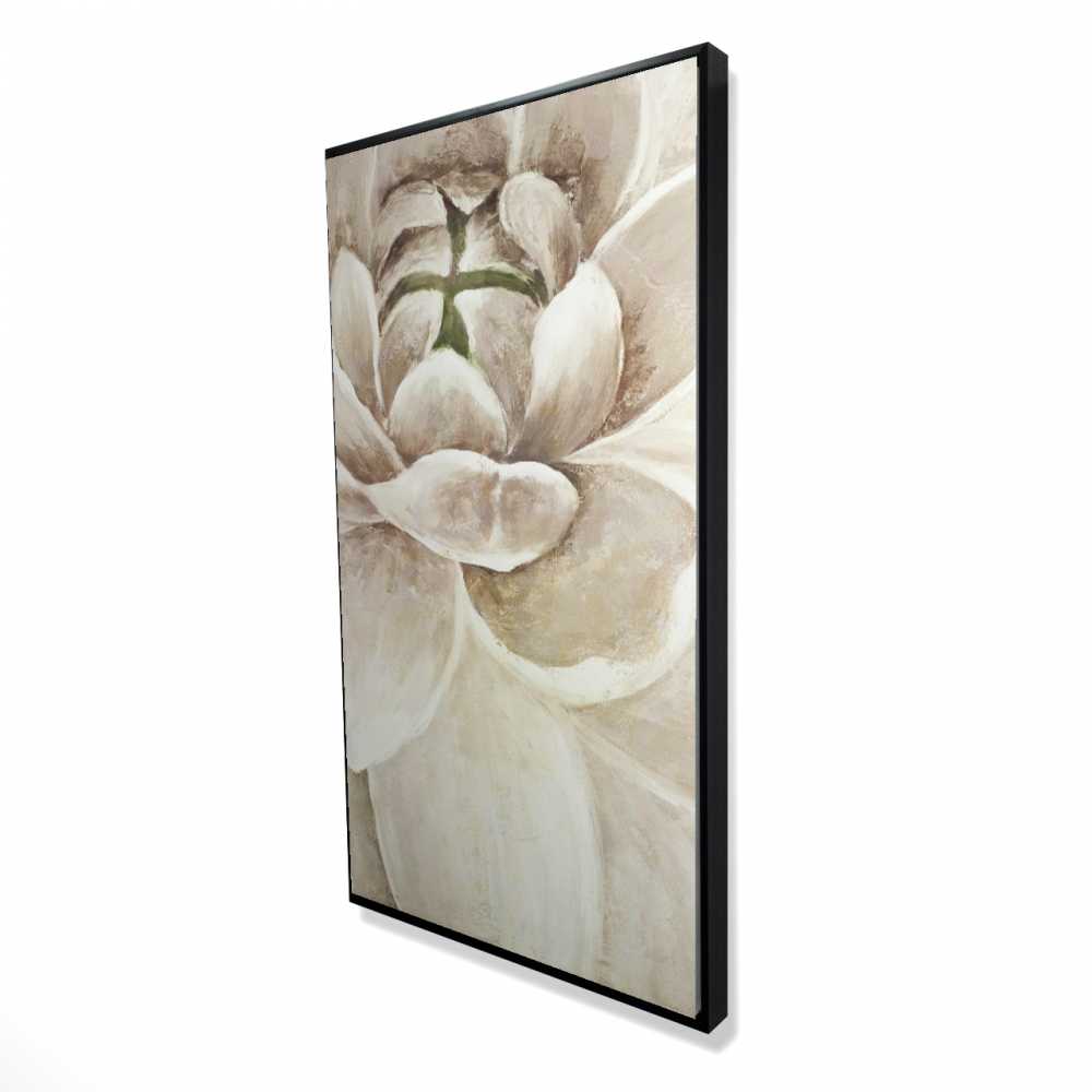 2081-4824-FL88 24 x 48 in. Delicate Chrysanthemum - Beige Framed Canvas for Home Decor